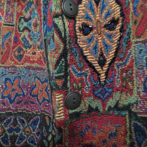Chico's Womens Sz S Tapestry Multicolor Beaded Button Front Jacket - Picture 5 of 7